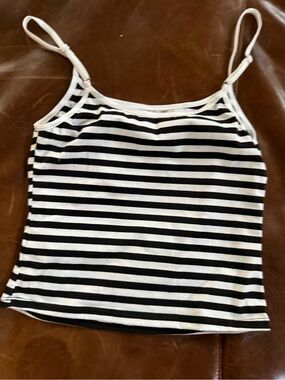 Edikted striped stretchy tank B&W Small NWOT